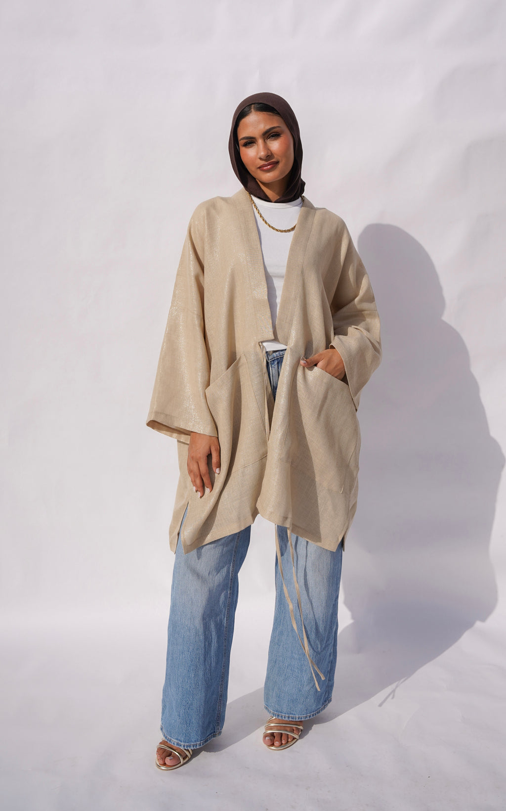 Beige Shimmery Cardigan