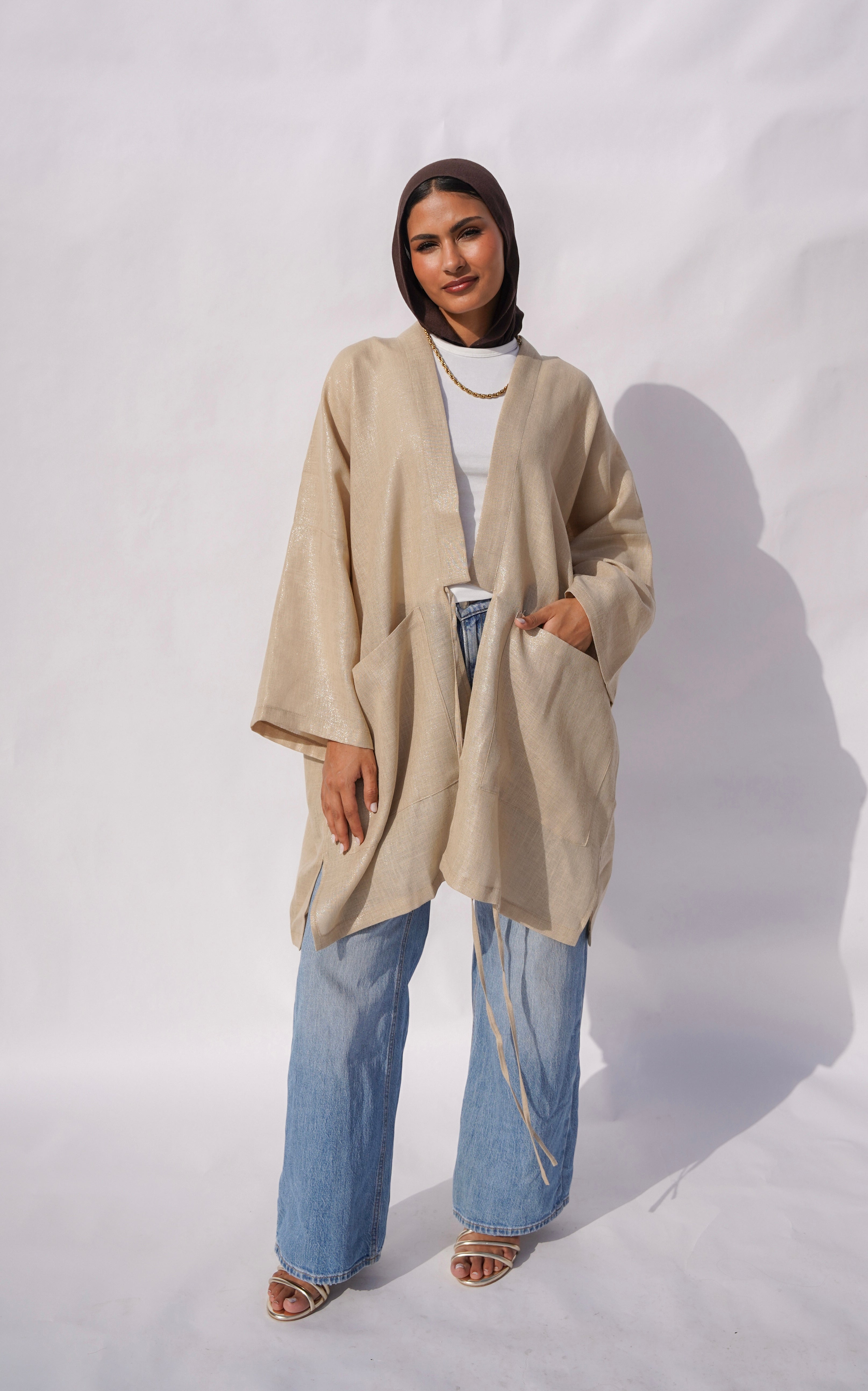 Beige Shimmery Cardigan