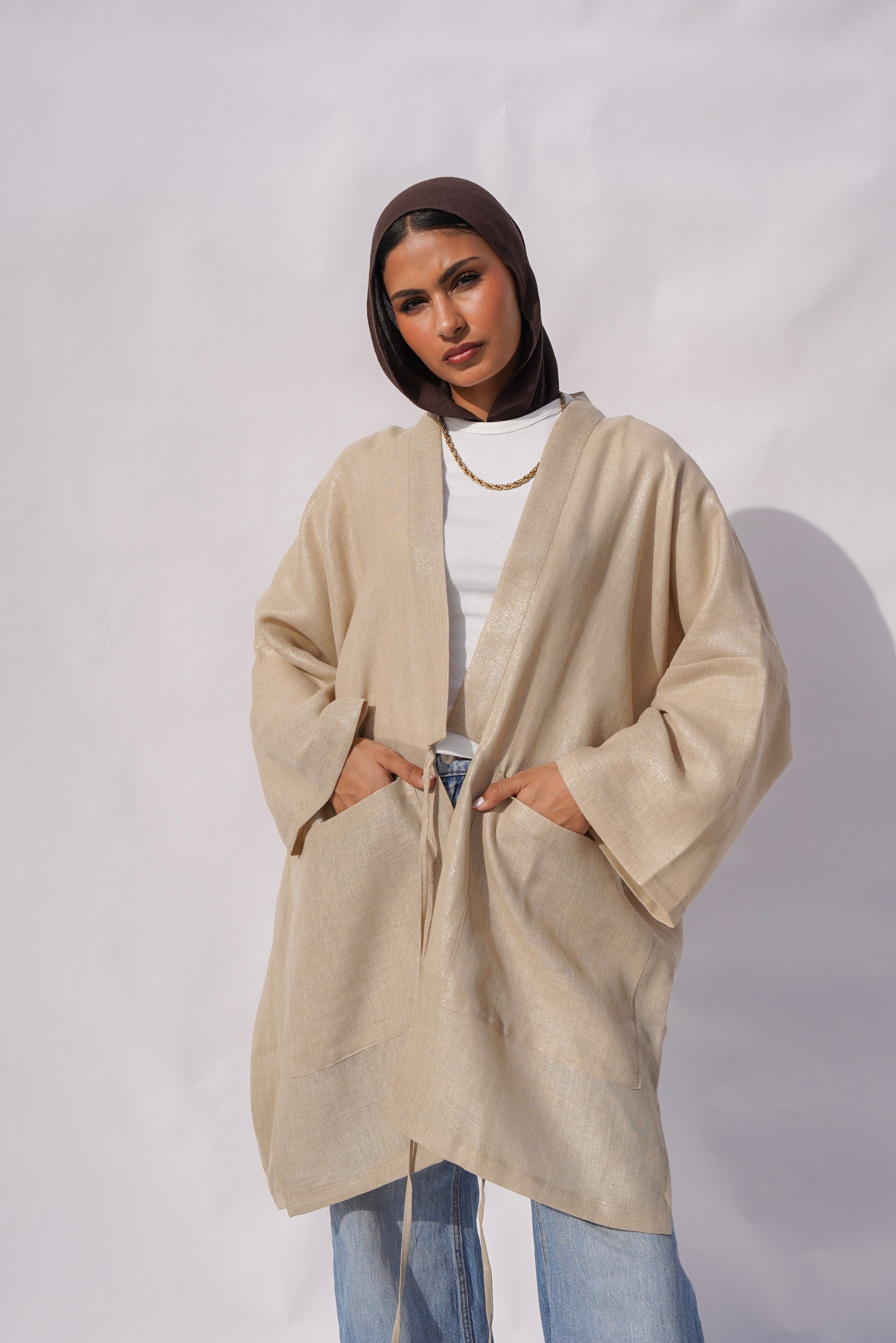 Beige Shimmery Cardigan