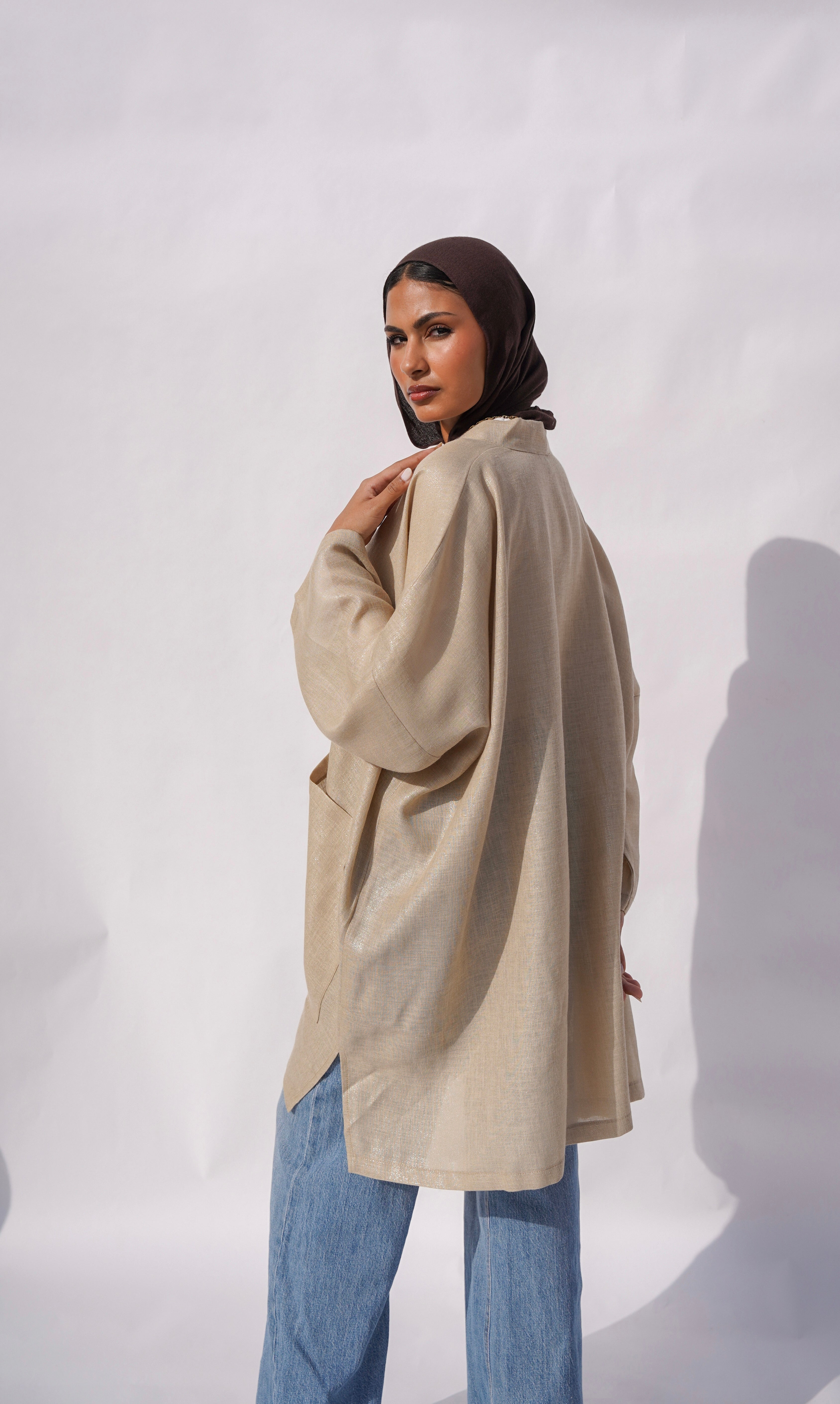 Beige Shimmery Cardigan