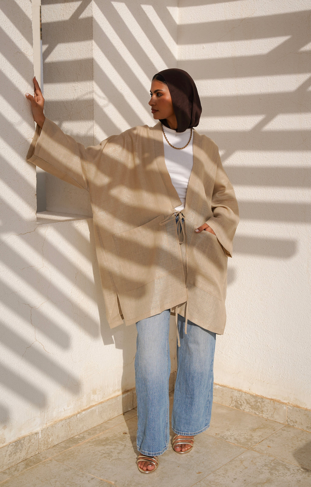 Beige Shimmery Cardigan